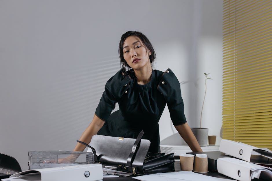 woman in elegant minimalist office wear in Brazil