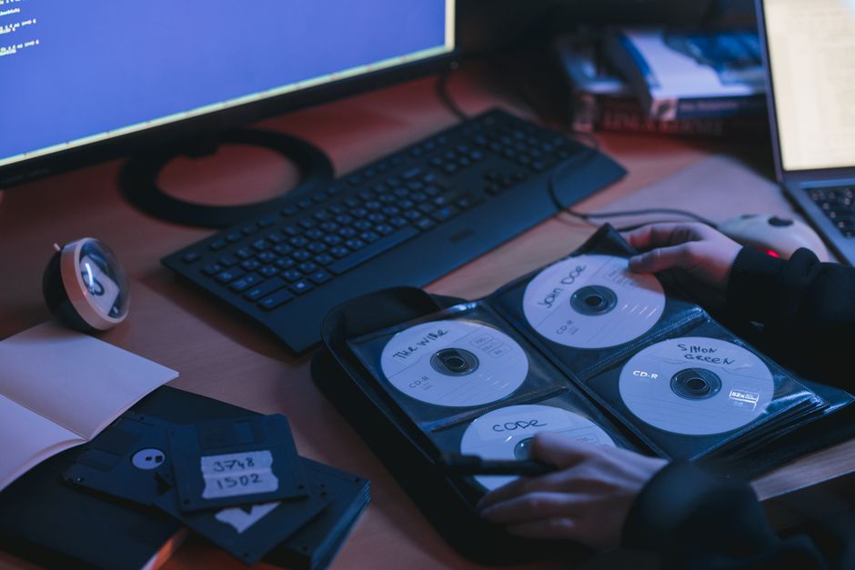 A close-up shot of a laptop screen displaying a data erasure program, illustrating the process of securely wiping data.
